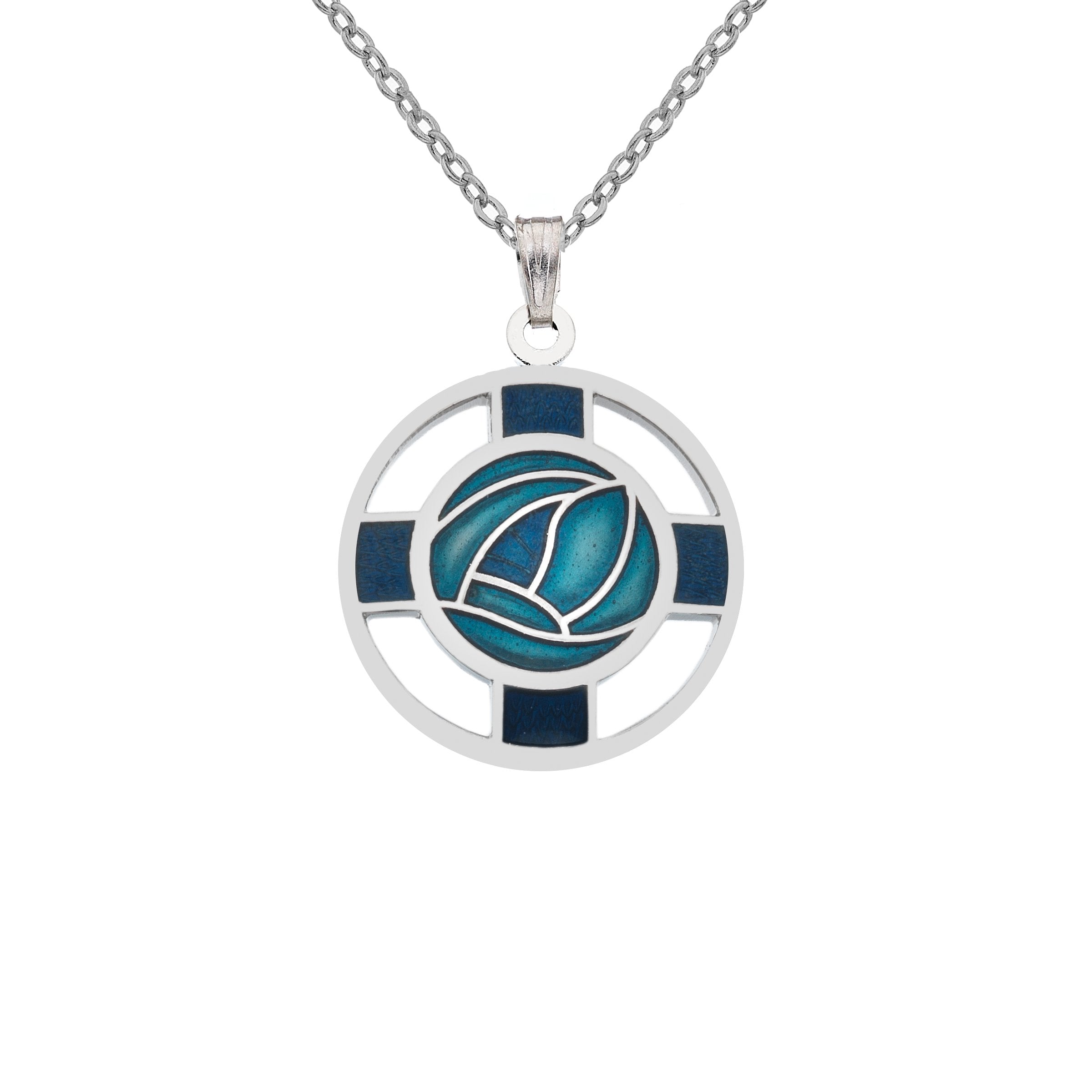 Turquoise Mackintosh Rose and Lattice Necklace